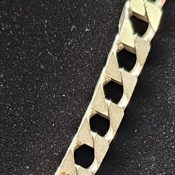 Solid 925 Italy Diamond Cut Curb Chain 20” 44g Heavy Sterling Silver 6.5mm - Picture 3 of 12